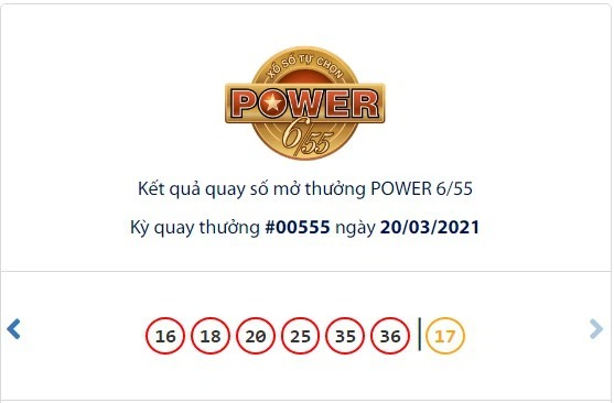Kết quả Vietlott Power 6/55 ngày 20/3: Hơn 113 tỷ đồng jackpot tiếp tục đợi chủ